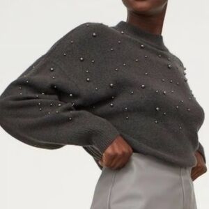 H&M Pearl Studded Oversized Sweater Size M